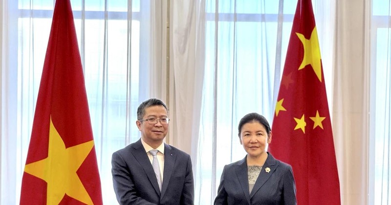 L’ambassadeur du Vietnam en Chine, Pham Thanh Binh, est allé saluer le 19 mars la ministre chinoise de la Justice, He Rong, à l'occasion du début de son mandat en Chine. Photo : VNA