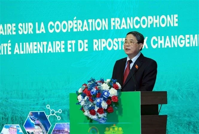 Le vice-président de l'AN vietnamienne, Nguyen Duc Hai, lors du Forum. Photo : VNA. 