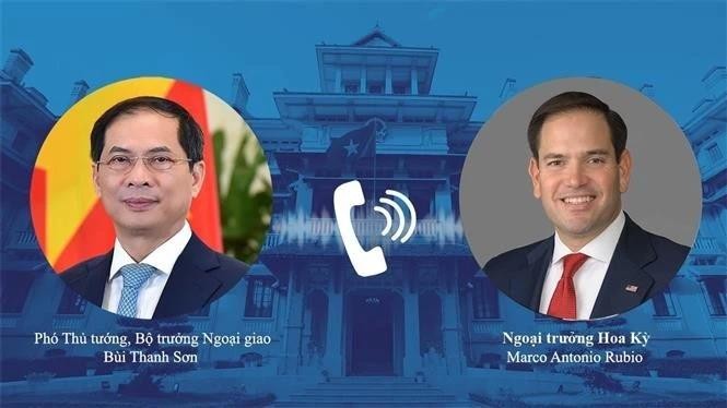 Le vice-Premier ministre et ministre des Affaires étrangères Bui Thanh Son (gauche) a eu un entretien téléphonique le soir du 24 janvier avec le secrétaire d'État américain Marco Rubio. Photo : VNA.