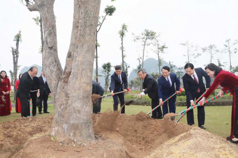 Lors de la cérémonie de plantation d’arbres de l’amitié Vietnam – Chine au parc floral de Ha Long, dans la ville de Ha Long, province de Quang Ninh (au nord). Photo: baoquangninh.vn.