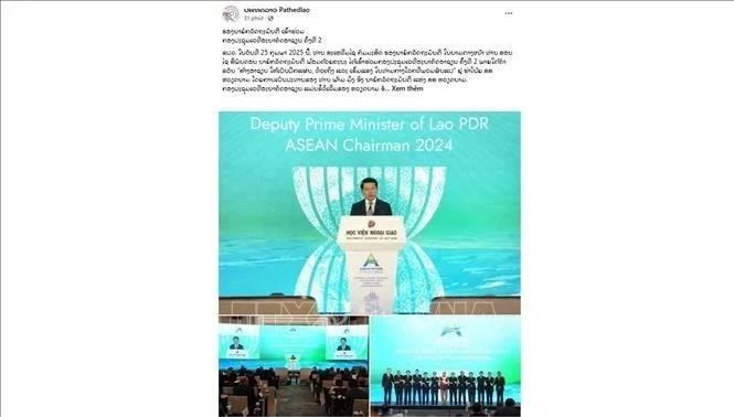 Le vice-Premier ministre laotien Saleumxay Kommasith lors de l'AFF 2025. Capture d’écran de l’article. 