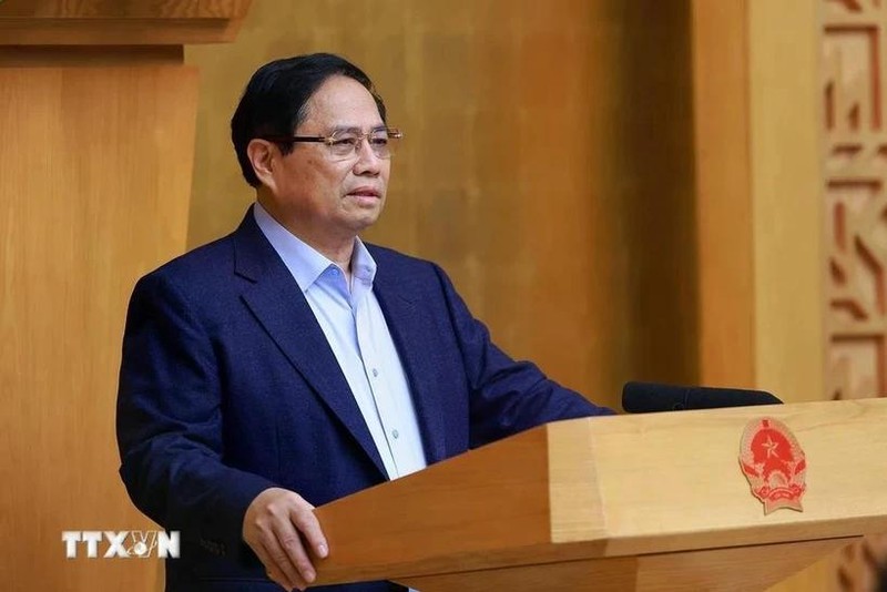 Le Premier ministre Pham Minh Chinh lors de la réunion. Photo : VNA. 