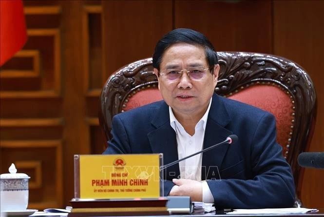 Le Premier ministre Pham Minh Chinh lors de la conférence de la permance du Comité du Parti du gouvernement, à Hanoi, le 9 mars. Photo : VNA. 