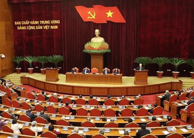 Le Secrétaire général du Parti, Nguyên Phu Trong, s'exprime lors de la rencontre. Photo : VNA.