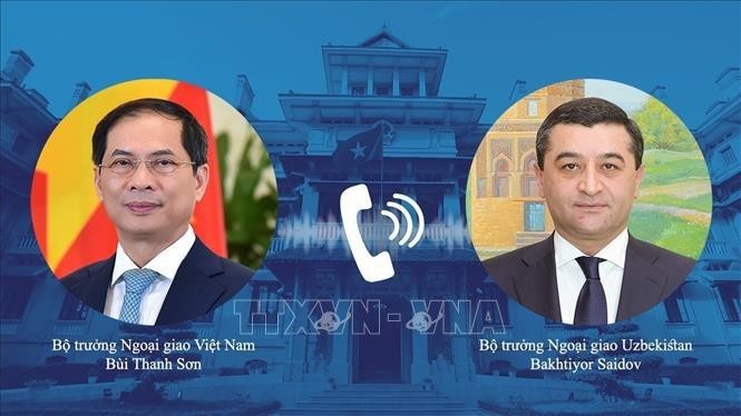 Le ministre vietnamien des Affaires étrangères, Bui Thanh Son (gauche) et son homologue ouzbek Bakhtiyor Saidov. Photo : VNA.