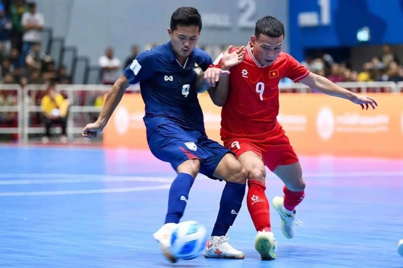 L'équipe vietnamienne de futsal a gagné 3-2 contre la Thaïlande, lors du dernier match des éliminatoires du Championnat de futsal d'Asie du Sud-Est 2024. Photo : VNA.