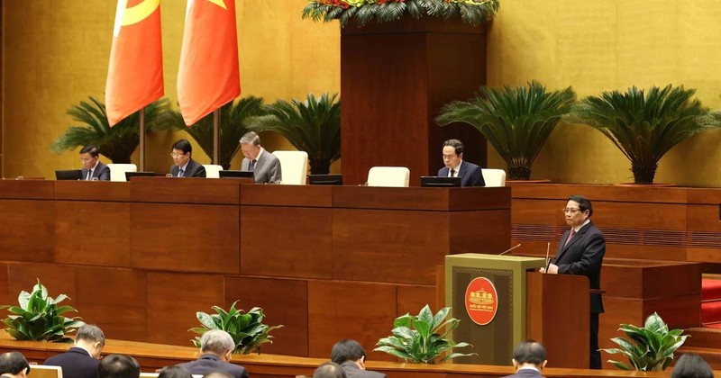 Le Premier ministre Pham Minh Chinh appelle à des actions concertées pour mettre en œuvre la résolution n°57-NQ/TW du Politburo sur la science et la technologie, à Hanoi, le 13 janvier. Photo : VNA .