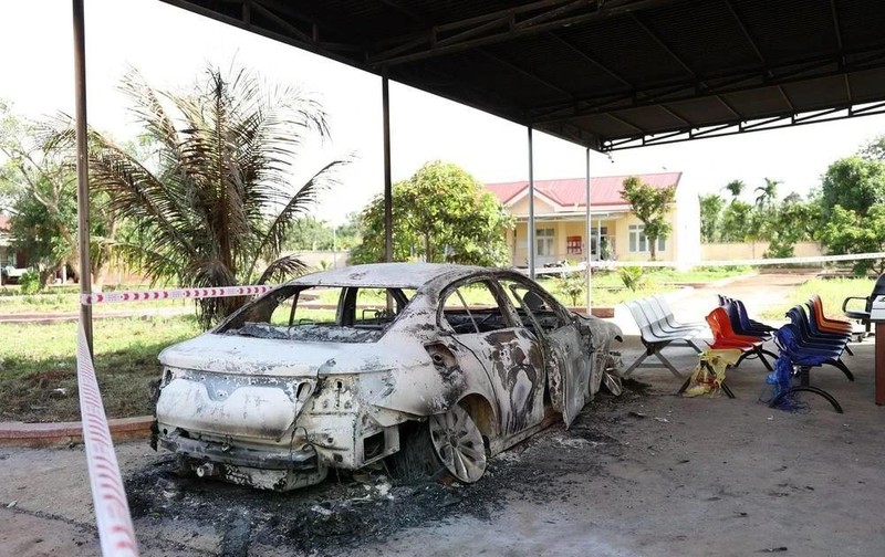 Scène de l'attaque terroriste menée dans la commune d'Ea Ktur, district de Cu Kuin, province de Dak Lak. Photo : Vietnam+ 