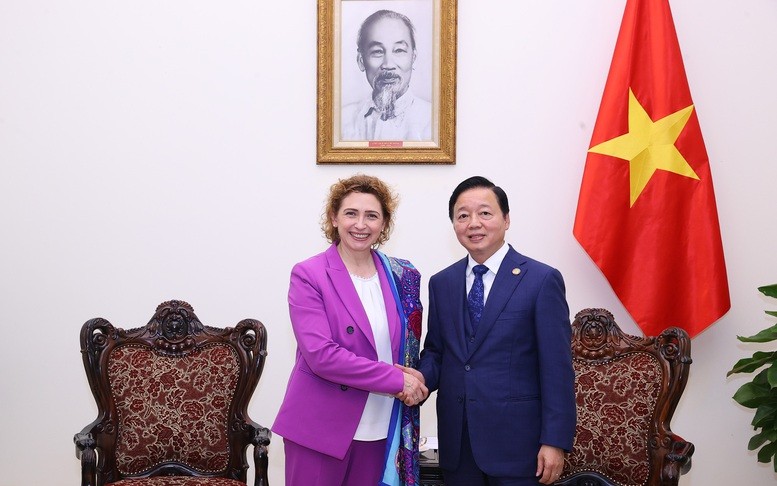 Le vice-Premier ministre Tran Hong Ha a reçu, jeudi 13 mars à Hanoï, Mme Nicola Beer, vice-présidente de la Banque européenne d'investissement. Photo : VGP. 