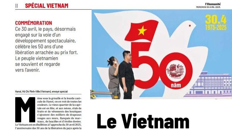 Le 30 avril 2025, le journal L’Humanité a publié un supplément spécial à l’occasion du 50e anniversaire de la Libération du Sud et de la réunification du Vietnam. 