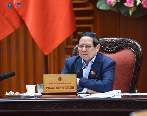 Le Premier ministre Pham Minh Chinh lors de la réunion. Photo : VOV. 