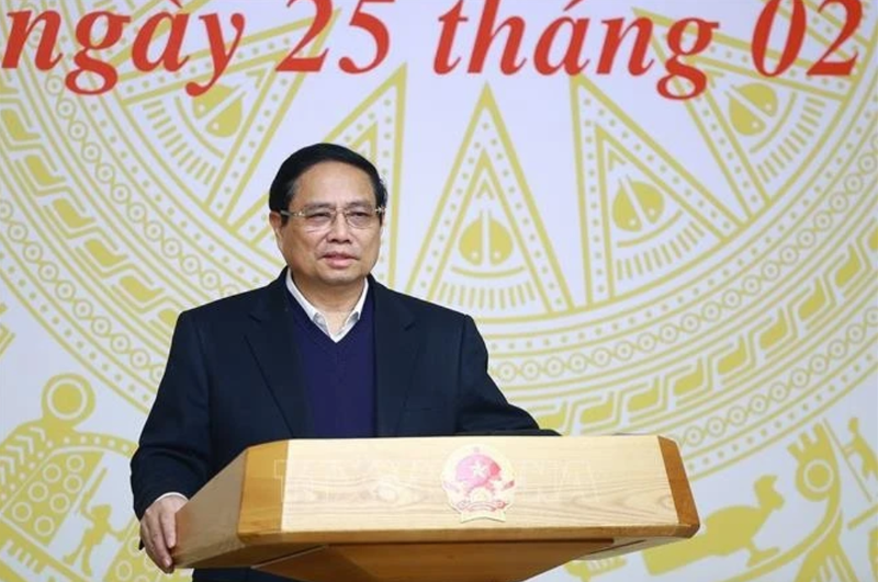 Le Premier ministre Pham Minh Chinh lors de la réunion. Photo : VNA.