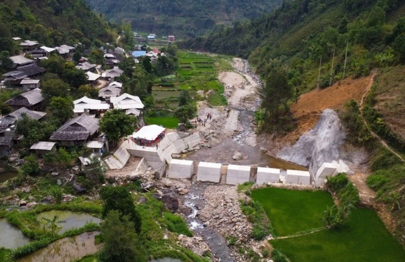 Le premier barrage de Sabo au Vietnam. Photo gracieuseté du bureau de la JICA au Vietnam.