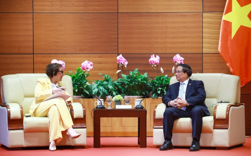Le Premier ministre vietnamien Pham Minh Chinh rencontre Rebeca Grynspan, Secrétaire générale de la CNUCED. Photo : VNA.