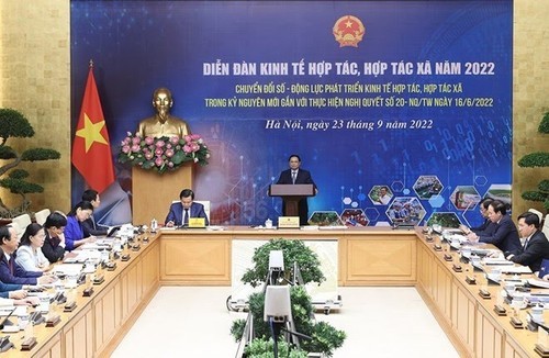 Le Premier ministre Pham Minh Chinh au forum sur les coopératives 2022. Photo : VNA.