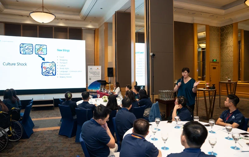 Les nouveaux étudiants participent à un programme de formation afin de se préparer avec des compétences et des connaissances utiles avant de partir étudier en Australie. Photo : Ambassade d’Australie au Vietnam. 