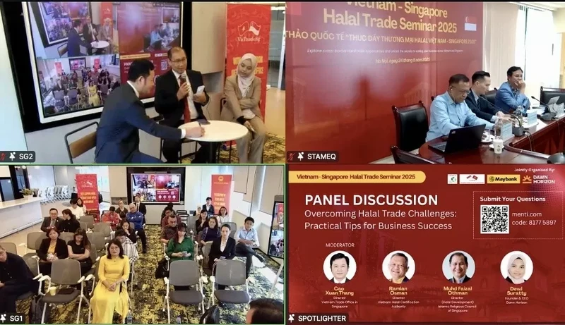 Colloque sur le commerce Halal Vietnam - Singapour 2025 organisé en présentiel et en ligne. Photo : Capture d’écran.