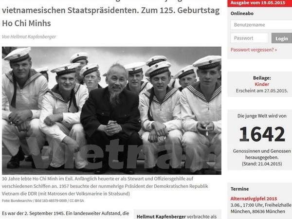 L'article sur le Président Hô Chi Minh sur le Journal "Junge Welt" . Photo: VNA.