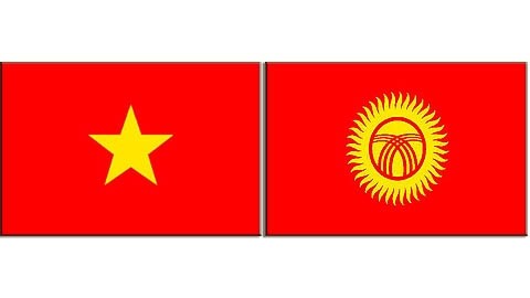 Les drapeaux du Vietnam et du Kirghizistan. Photo: NDEL.