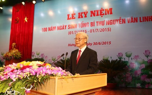 Le Secrétaire général du PCV, Nguyên Phu Trong, lors de la cérémonie. Photo: VOV.