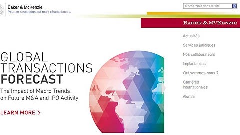 L'interface du site web de Baker&McKenzie. Photo: Capture d'écran/NDEL.