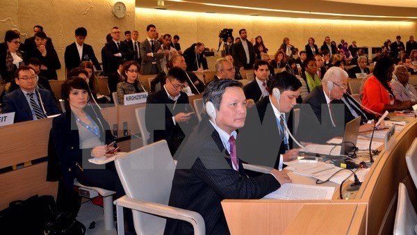 La délégation vietnamienne à la 29e session du Conseil des Droits de l'Homme de l'ONU. Photo: VNA.