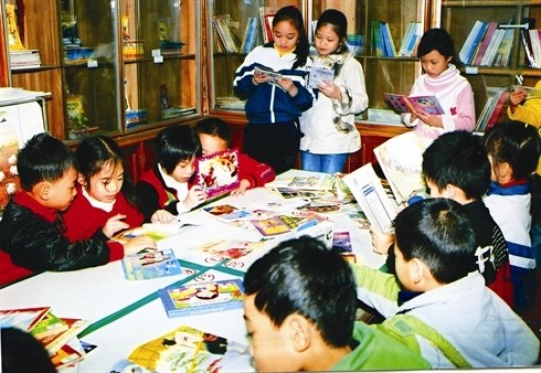 La bibliothèque de l’école primaire de Kim Dông (ville de Lào Cai, province de même nom, Nord). Photo : Ngoc Miêng/VNA/CVN