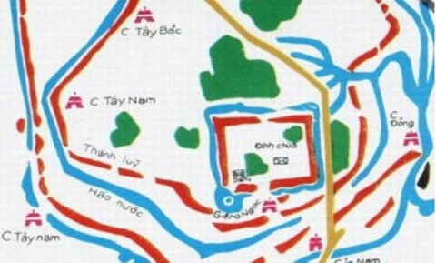 Une partie de la carte de l'ancienne citadelle de Cô Loa.