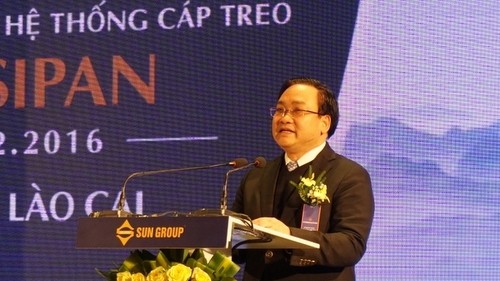 Le vice-premier ministre Hoàng Trung Hai lors de l'inauguration du téléphérique Fansipan-Sapa. Photo: VNA.