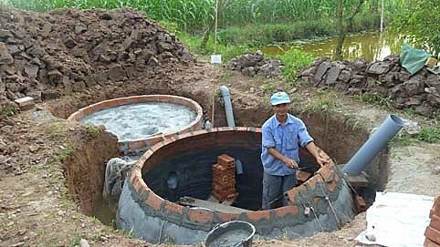 Construction d'un ouvrage de biogaz. Photo d’illustration.