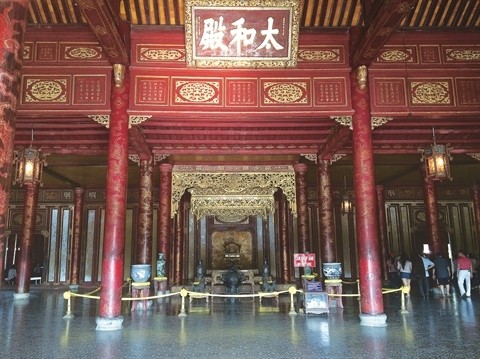 Textes littéraires gravés sur les palais royaux de Huê. Photo: Thuy Hà/CVN.