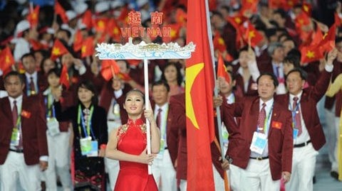 La délégation sportive vietnamienne, lors des ASIAD 16. Photo : VOV