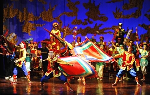 Un numéro du Théâtre de "tuông" du Vietnam. Photo: VNA.