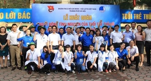 Les jeunes de la capitale sont prêts pour effectuer des activités de volontariat au Laos. Photo: HNO/CVN.