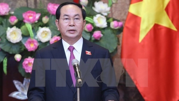 Le Président vietnamien, Trân Dai Quang, lors d'une interview accordé, lundi, à certains organes de presse. Photo: VNA.