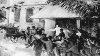 Nguyên Tât Thành participa à la lutte contre le régime d'impôts au Centre du Vietnam (1908). Photo : Musée Hô Chi Minh de Hanoï. 