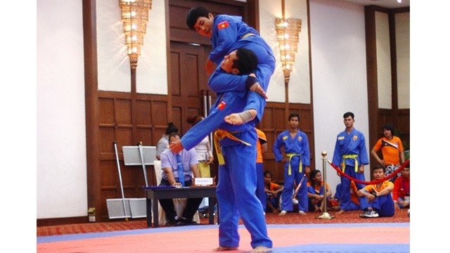 Des sportifs vietnamiens aux 4es Championnats d’Asie du Sud-Est de vovinam. Photo: VNA/nld.com.vn.