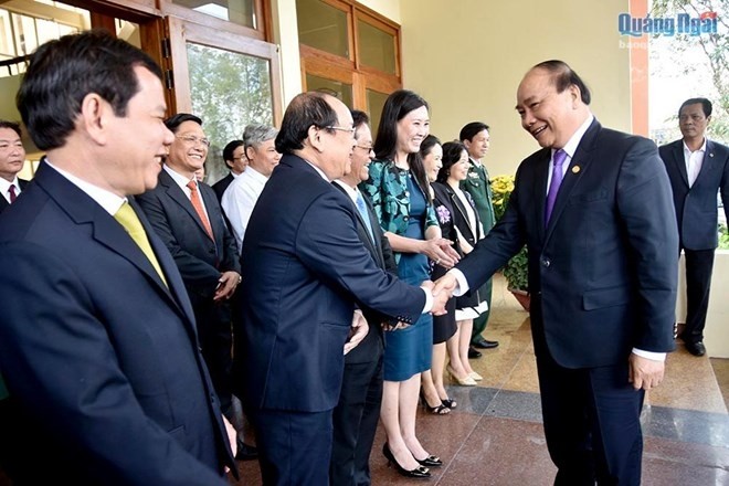 Le PM Nguyên Xuân Phuc à Quang Ngai. Photo: Baoquangngai.