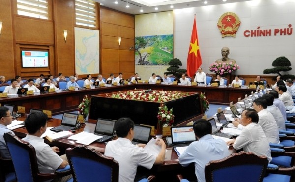 Vue générale de la réunion périodique du Gouvernement vietnamien de mai. Photo: Trân Hai/NDEL.