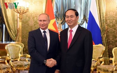 Le Président vietnamien, Trân Dai Quang (à droite), et son homologue russe, Vladimir Putin. Photo: VOV.