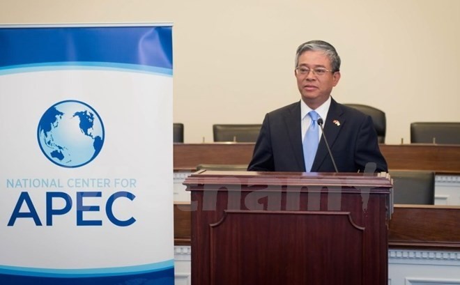 L’ambassadeur vietnamien aux États-Unis, Pham Quang Vinh, à la cérémonie de création du Groupe de députés américains pour l’APEC. Photo : VNA.