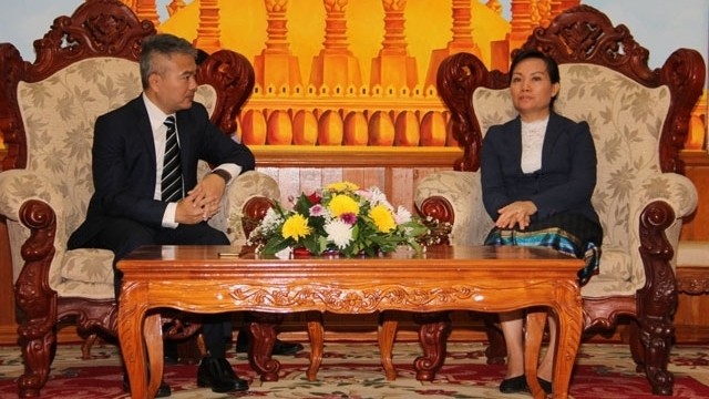 Le chargé d’affaires de l’Ambassade du Vietnam au Laos, Nguyên Thanh Tùng (à gauche), et la vice-ministre laotienne du Travail et du Bien-être social, Baykham Khatthinha. Photo: NDEL.