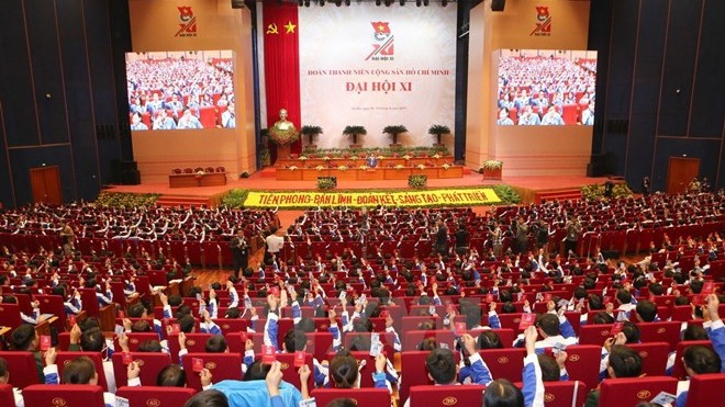 Ouverture de la première séance du 11e Congrès national de l'Union de la jeunesse communiste Hô Chi Minh (mandat 2017-2022). Photo : VNA.