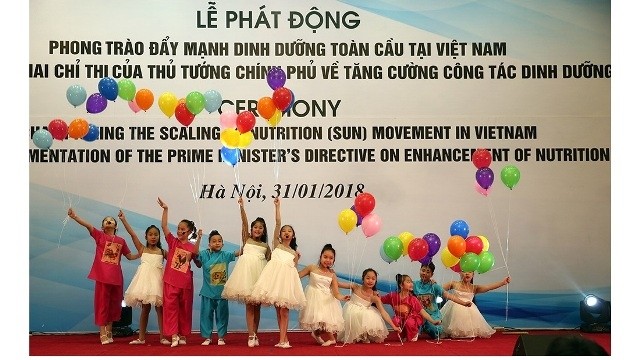 Le lancement du mouvement du renforcement de la nutrition au Vietnam, le 31 janvier, à Hanoi. Photo : VGP.