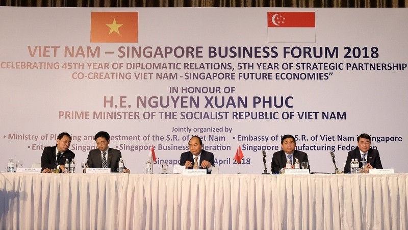 Forum des affaires Vietnam-Singapour, le 26 avril à Singapour. Photo : VGP.