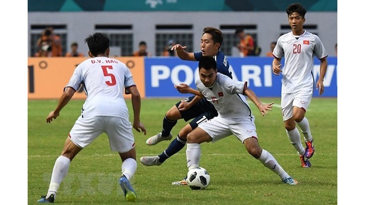 Match opposant le Vietnam au Japon lors des ASIAD 2018. Photo : VNA