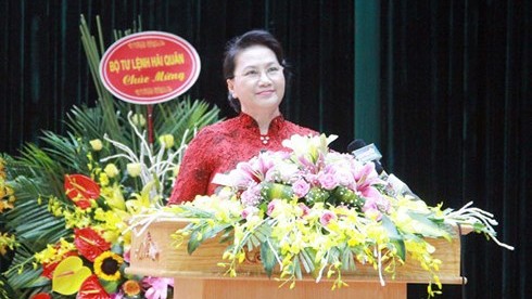 La Présidente de l’Assemblée nationale vietnamienne, Nguyên Thi Kim Ngân, prend la parole lors de la cérémonie. Photo : VOV