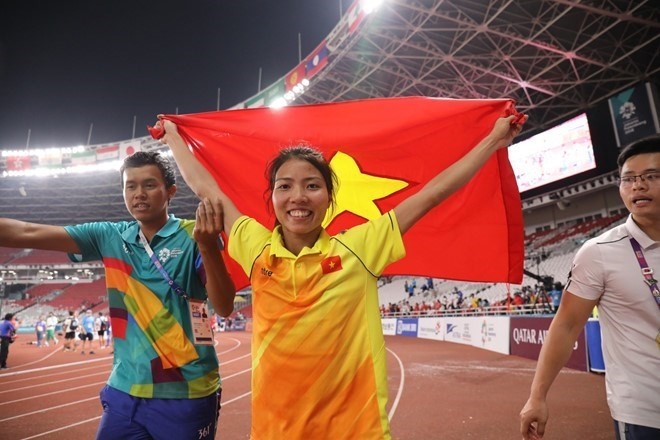 L'athlète Bùi Thi Thu Thao a rapporté la deuxième médaille d'or au Vietnam lors des ASIAD 18 en Indonésie. Photo: VNA.