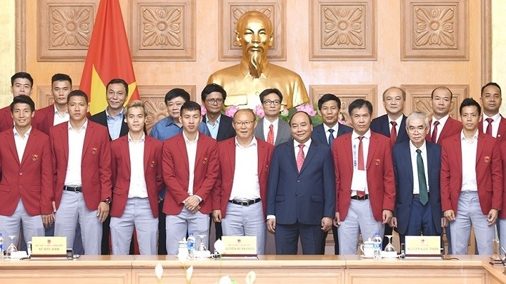 Rencontre entre le PM Nguyên Xuân Phuc et des représentants de la délégation vietnamienne aux ASIAD 2018. Photo : VGP.