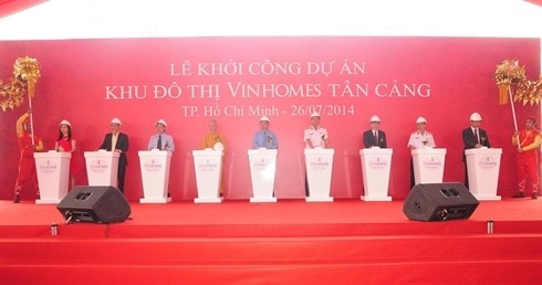 Cérémonie de mise en chantier du projet de zone urbaine Vinhomes Tân Cang, le 26 juillet à Hô Chi Minh-Ville. Photo: CVN